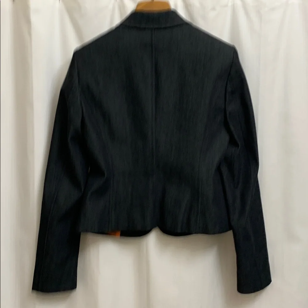 Vintage Black Denim Tailored Structured Blazer Jacket with Colorful Lining